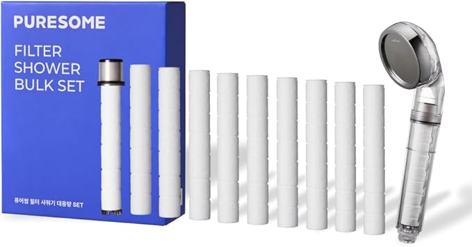 BODYLUV - Puresome Handheld Shower Head (Ver.1) 6 Mths Set, Strong Water Pressure, Saving water (Handheld Shower Head with extra filter replacements included) (SET2, Showerhead + 10 replacements)