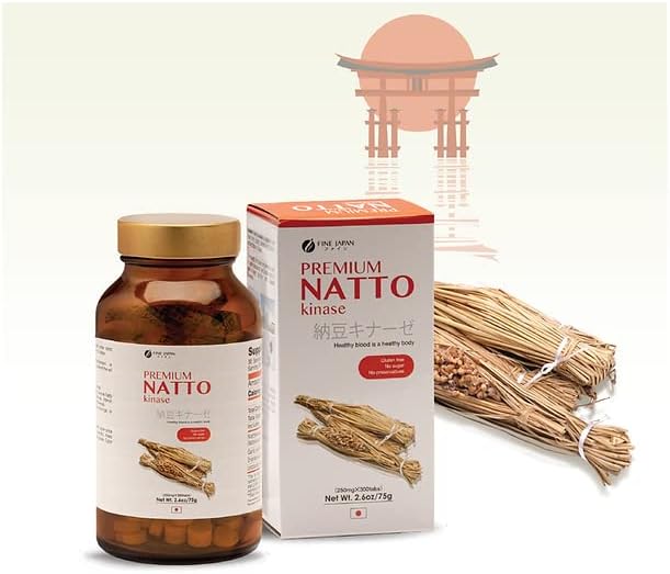 FINE JAPAN Nattokinase (300 Capsules) - Made from Fermented Soybeans 100% in Japan - No Gluten, No Preservatives - Support The Prevention of Cardiovascular & Related Diseases (300 Count (Pack of 1))