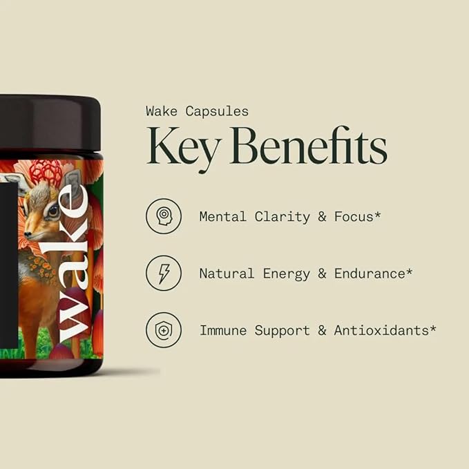 Mushroom Supplement with Lions Mane, Chaga & Cordyceps, Focus, Energy & Brain Support, Adaptogens Capsules, 100% USDA Organic Mushrooms Complex Blend - Vegan, Glass Jar 120 Caps, 2 Month Supply