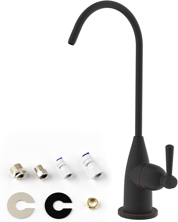 Hibbent Drinking Water Faucet for Bar and Kitchen Sink, Stainless Steel Reverse Osmosis RO Faucet for Under-Sink Filtration System, Oil-Rubbed Bronze Finish