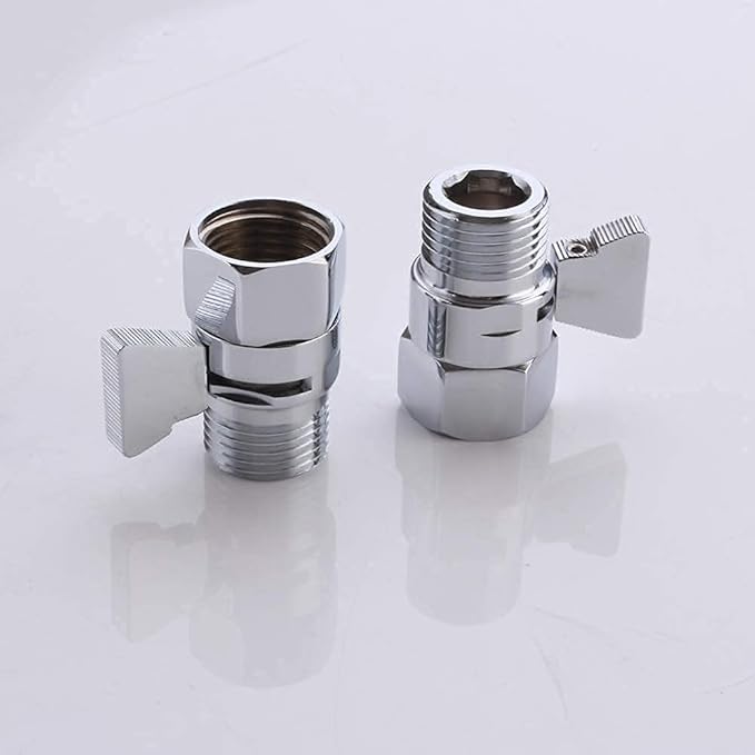 AZOS Double Shower Head with Shut-Off Valve, Bathathroom High Pressure Dual Fixed Rain Shower Head Combo with Brass Dual Outlet Manifold, Adjustable 5 Function Showerhead Chrome