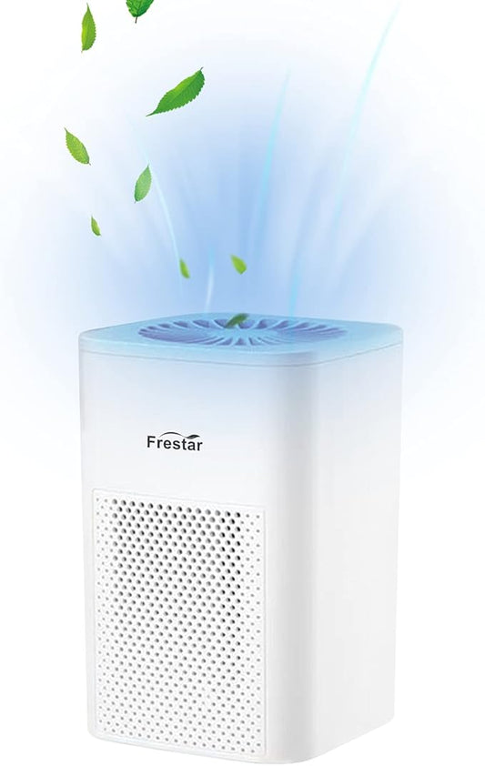 Desktop Air Purifier with HEPA Filter for Office Bedroom Bathroom, Small USB Air Purifiers for Pollutants, Dust, Odor, Super Quiet Powered by USB No Adapter (White)