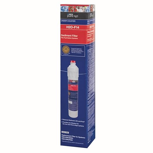 Watts Premier H2O-F14 Pure H2O 5-Micron Sediment Water Filter Replacement for H2O-DWCB200 and H2O-DWUF300 Under Counter Water Filtration Systems, Push Button Design