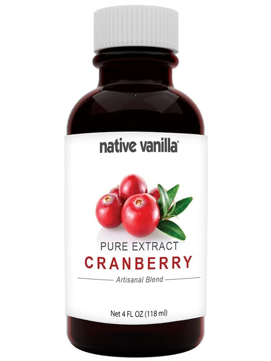 Native Vanilla - Pure Cranberry Extract - 4 Fl Oz - Pure Flavors and Extracts - Perfect for Cooking, Baking, and Dessert Crafting