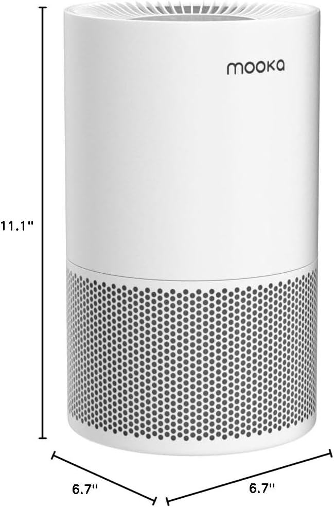 Air Purifiers for Home Large Rooms up to 1200ft², MOOKA H13 True HEPA Air Purifier for Bedroom Pets with Fragrance Sponge, Timer, Air Filter Cleaner for Smoke, Odor, Dander, Pollen (White)