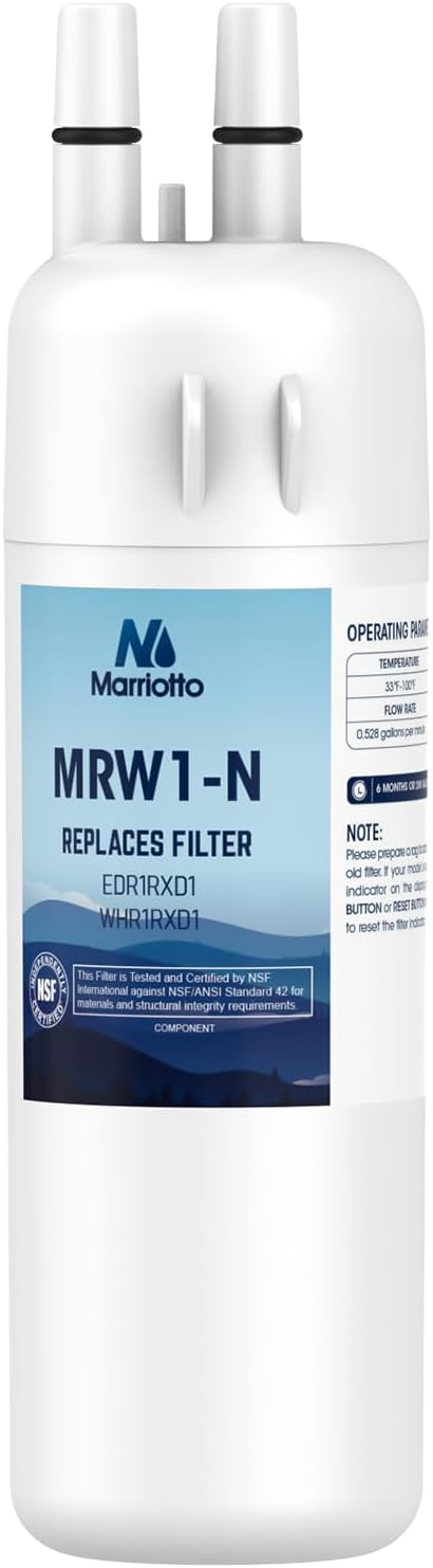MARRIOTTO EDR1RXD1 Refrigerator Water Filter Compatible with Whirlpool W10295370A, WHR1RXD1, KAD1RXD1, Filter 1, W10295370, P4RFWB, P8RFWB2L, 46-9930, 46-9081 Refrigerator Water Filter, Pack of 1