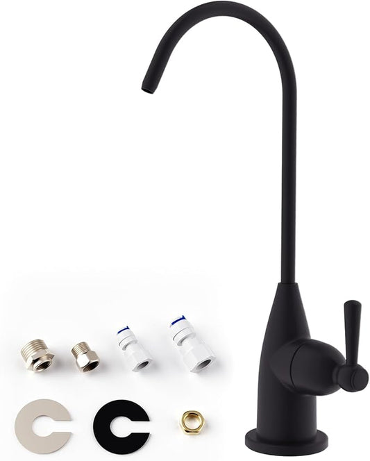 Hibbent Drinking Water Faucet for Bar and Kitchen Sink, Stainless Steel Reverse Osmosis RO Faucet for Under-Sink Filtration System, Matte Black Finish