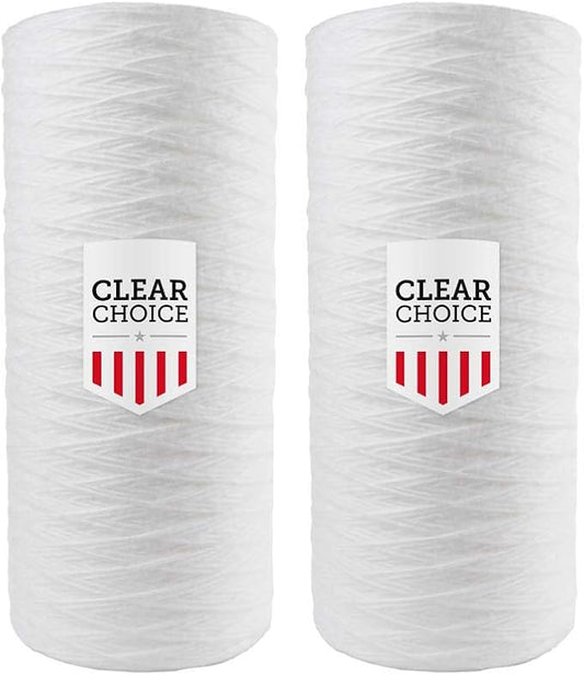 Clear Choice Sediment Water Filter 50 Micron 10 x 4.50" Water Filter Cartridge Replacement 10 inch RO System CW-50, 5599401 AP814, 2-Pk