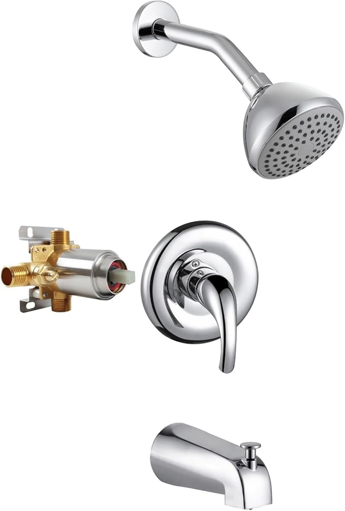 Shower Set with Trim Kit, Galim GL-SD, Shower Head & Faucet Set Complete with Valve, Shower Fixtures, Tub and Shower Trim Kit, Bathtub Shower Faucet set, Single Handle Pressure Balance, Chrome