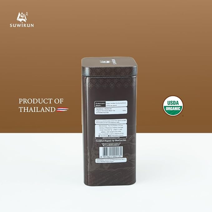 Suwirun Organic Assam Thai Black Tea 25 Bags – Bold, Smooth & Aromatic – Premium Quality, No Additives – Perfect for Hot, Iced & Thai Milk Tea