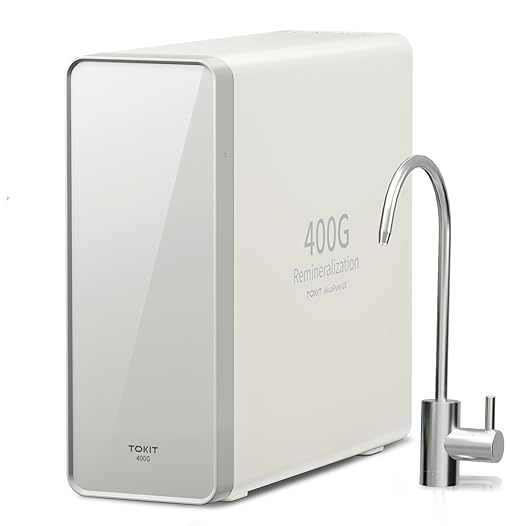 TOKIT U1 Under Sink Reverse Osmosis Water Filter System Rich in Minerals 400 GPD High Flow 2:1 Pure to Drain Tankless RO Under Sink Water Filtration System FCC/SGS, NSF/ANSI 58&42 for Home Reduce TDS