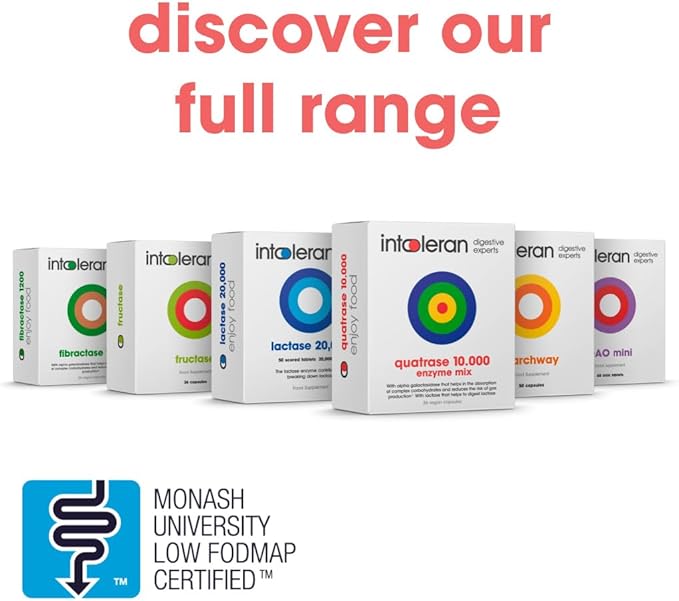 Fructase Digestive Enzymes - 36 Capsules | Supplement for Fructose Intolerance | Enzymes to Help Digest Sugary Foods & Drinks (Fruit Sugar) | Fast Acting | Pure and Vegan | Low FODMAP
