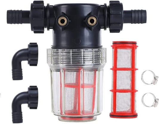 3/4''1/2''hose barb filter, sedimentation filter accessories for inlet water of pressure washer (304 stainless steel, with 40 mesh and 100 mesh filter screens)
