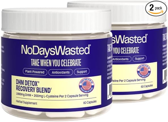 DHM Detox, 120 Capsules (60 Servings) - Jar - Take During Evening for Better Next Day and Recovery