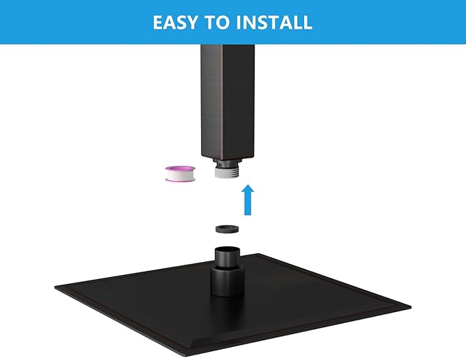 Lordear Rainfall Shower Head 8 Inch Shower Head Stainless Steel Ultra Thin Square Rainfall Shower Head with Easy to Clean Nozzles, Oil Rubbed Bronze