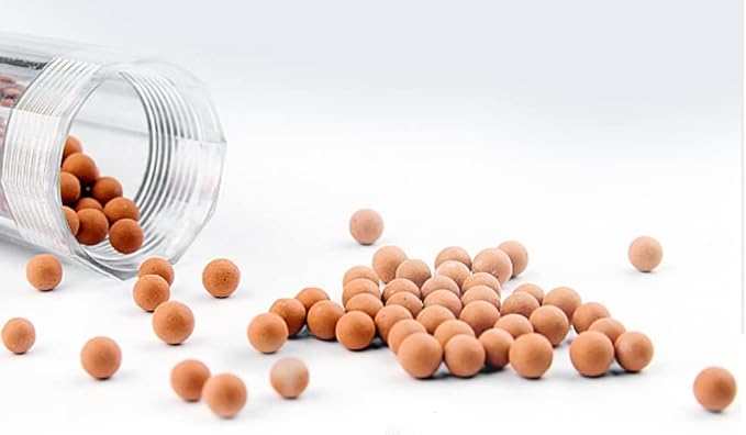 Filtration Stone Beads Filter for Filtered Shower Head, Mineral Stone Bead Balls for Purifying Water (Red Gray)