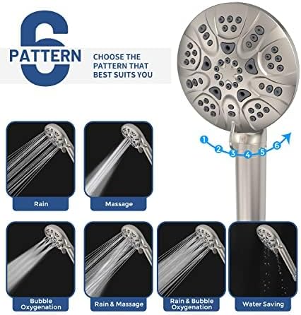 6-Mode High Pressure Handheld Shower Head with Filter, HOPOPRO High Flow Filtered Handheld Showerhead, Water Softener Filters for Hard Water - Removes Chlorine - Improves Skin Hair Condition