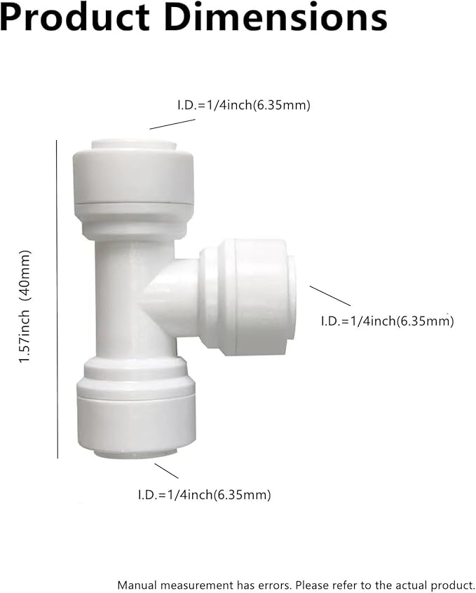 15 pcs 1/4" Tee 3 Way Tube Quick Connect Push Fit RO Water Reverse Osmosis System