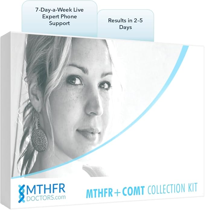 MTHFR+COMT Methylation Genes Test Kit. 1-on-1 Live Expert Support by Phone 7 Days A Week. Includes C677T, A1298C & V158M Variants for Methylation and Wellness Analysis. Results in 2-5 Days. Ages 0+