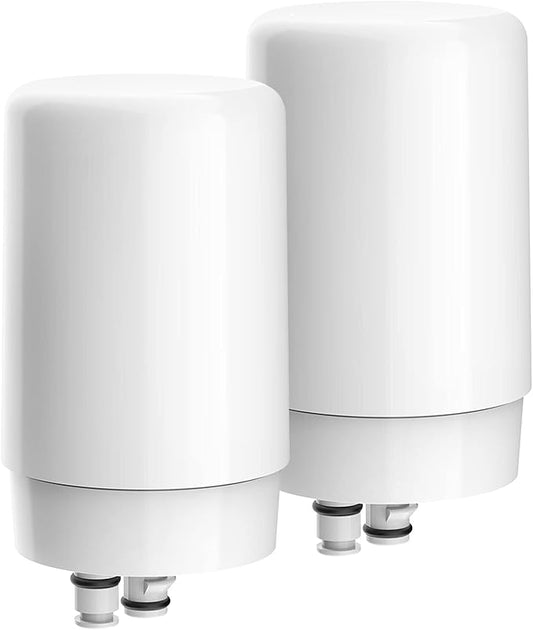 AQUA CREST Faucet Water Filter, Replacement for Brita® Filter, Brita® Faucet 36311 On Tap Water Filtration System, FR-200, FF-100 Replacement Filter, White (2 Packs)