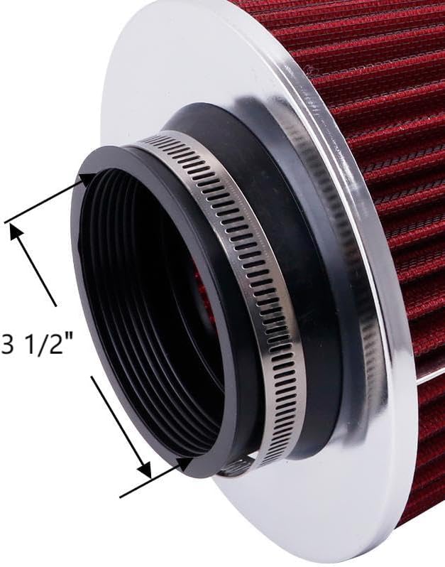 3.5" Universal Clamp-on Air Intake Filter - Washable, High-flow，Lower intake air temperature, Inlet Cold Air Cone Replacement