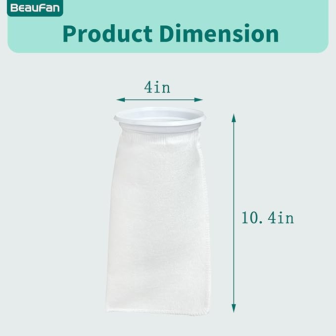 20 Pack 4 Inch Ring Felt Filter Socks 200 μm Compatible with Waterbox Marine X 60.2, 90.3, and 110.4, Aquarium Filter Bags for Saltwater, 4 Inch Ring by 10.4 Inch Long