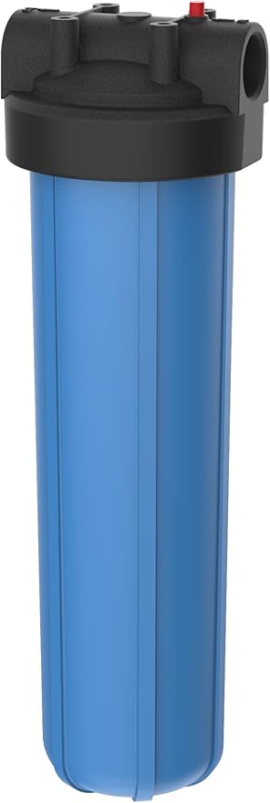 Pentair Pentek 150235 Big Blue Filter Housing, 1 1/2" NPT #20 Whole House Heavy Duty Water Filter Housing with High-Flow Polypropylene (HFPP) Cap and Pressure Relief Button, 20-Inch, Black/Blue