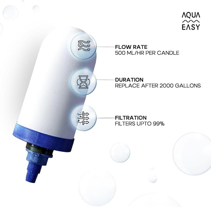 AquaEasy 4 Inch Ceramic Water Filter Candles (Pack of 2) Replacement Filter for Gravity water filtration system | Household Water Bucket Filtration System | Suits all major brands |