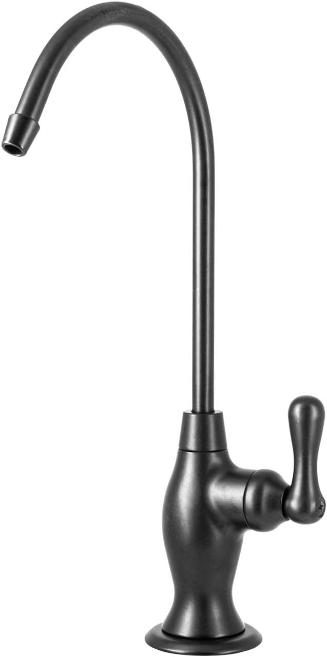 Non-airgap RO Faucet Reverse Osmosis Drinking Water Filtration System Water Dispenser Spout (Matte Black). Vase Style with Faucet Wrench RO-FW148. NSF Certified.