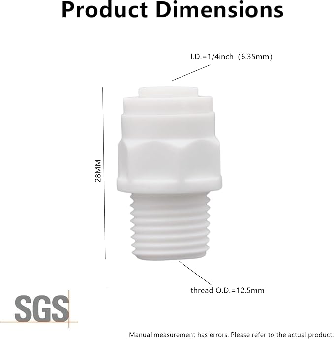 20 PCS 1/4" Male x 1/4" OD Push to Connect Fitting, Quick Release Water Filter Connector for RO System, Refrigerator, Drink Dispenser(Straight)