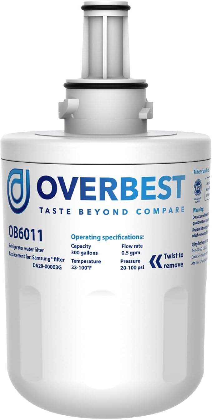 Overbest DA29-00003G Refrigerator Water Filter, Replacement for Samsung DA29-00003G, DA29-00003B, DA29-00003A, Aqua-Pure Plus, HAFCU1