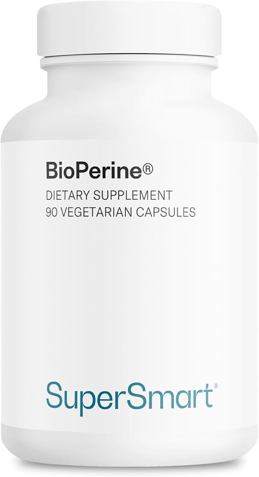 SuperSmart Bioperine 30mg per Day (95% Piperine) - Black Pepper Extract Supplement - Absorption Enhancer - Digestive Enzymes Support | Non-GMO & Gluten Free - 90 Vegetarian Capsules