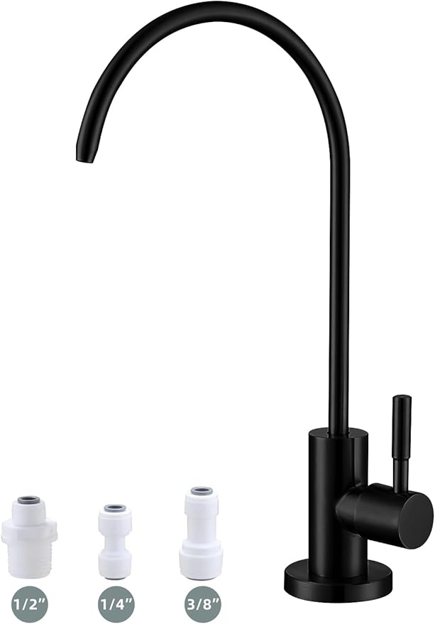 Drinking Water Faucet Matte Black,Lead-Free Water Filter Faucet,Easy to Install Reverse Osmosis Faucet for Kitchen Bar Sink