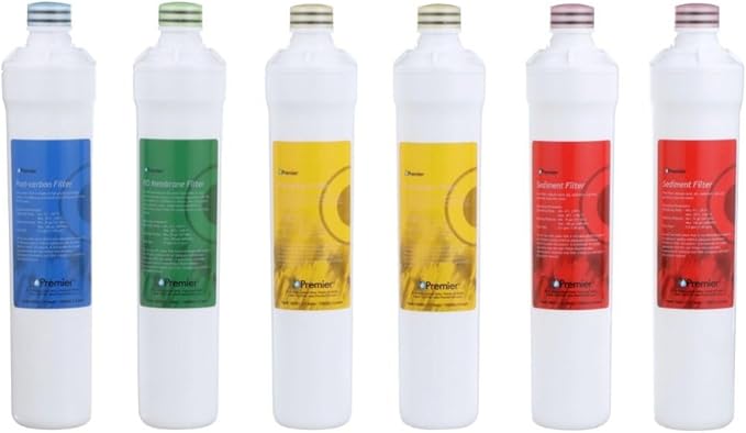Watts Premier Annual RO Pure 6-Pack Filtration Kit for Zero/Pure Plus Reverse Osmosis System, Push Button Water Filter Replacement, 2 Sediment Filters, 2 Carbon Pre-Filters, 1 Post-Filter, Membrane