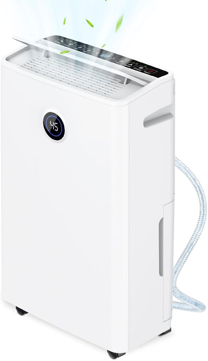 4500 Sq. Ft Dehumidifier for Basement, 50-70 Pints Large Dehumidifiers for Home with drain hose and 5L Water Tank, Moisture Removal for Whole House, Large Room, and Intelligent Humidity Control