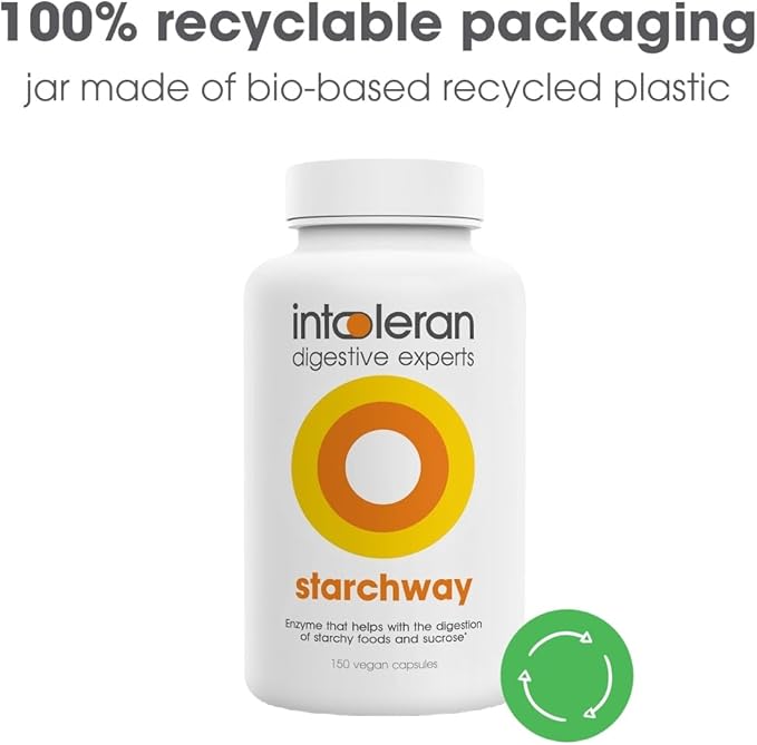 Starchway Digestive Enzymes - 150 capsules | Supplement for Starch & Sucrose Intolerance | Helps Digest Sugars & Starchy Foods | Invertase & Gluco-Amylase Enzymes | Pure & Vegan | Low FODMAP