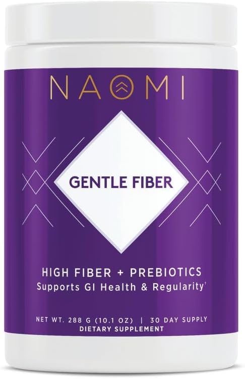 NAOMI Gentle Fiber Prebiotic Supplement – Psyllium-Free, Bloat-Free Daily with Acacia and Baobab – Gut-Friendly Soluble Fiber for Digestive Comfort – 30 Servings