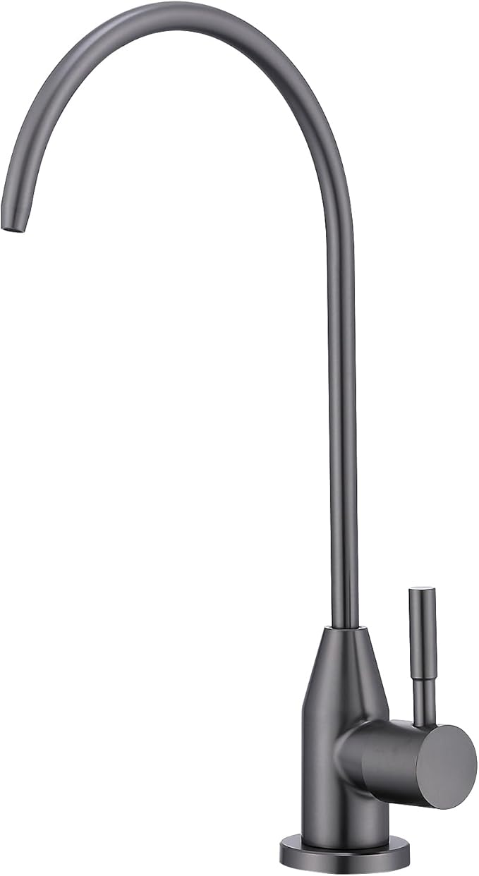 Drinking Water Faucet, Gunmetal Grey Faucet Stainless Steel for Under Sink Water Filter System Reverse Osmosis Non-Air Gap for Kitchen