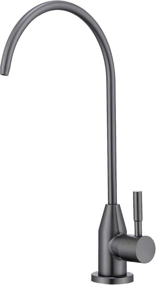 Drinking Water Faucet, Gunmetal Grey Faucet Stainless Steel for Under Sink Water Filter System Reverse Osmosis Non-Air Gap for Kitchen