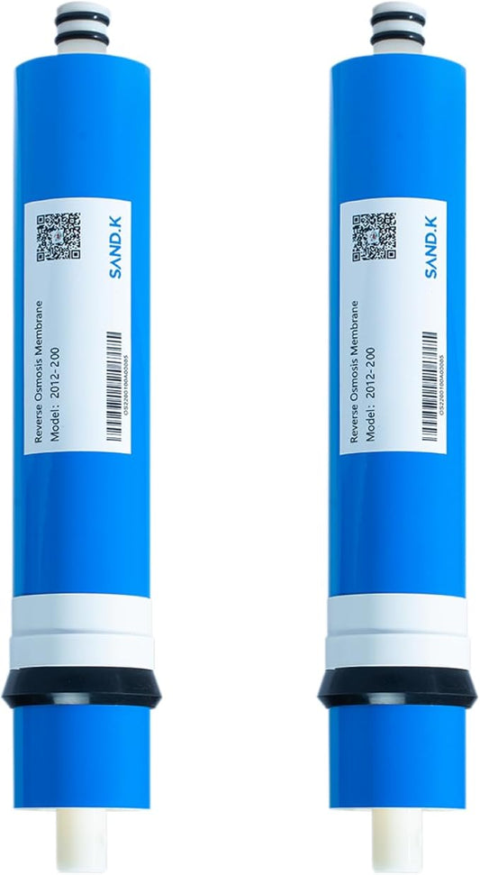 200 GPD RO Membrane Filter Replacement, 12" x 2" Reverse Osmosis Water Filter Membranes Replacement for Home Drinking Under Sink RO Water Filtration System, 2-Pack