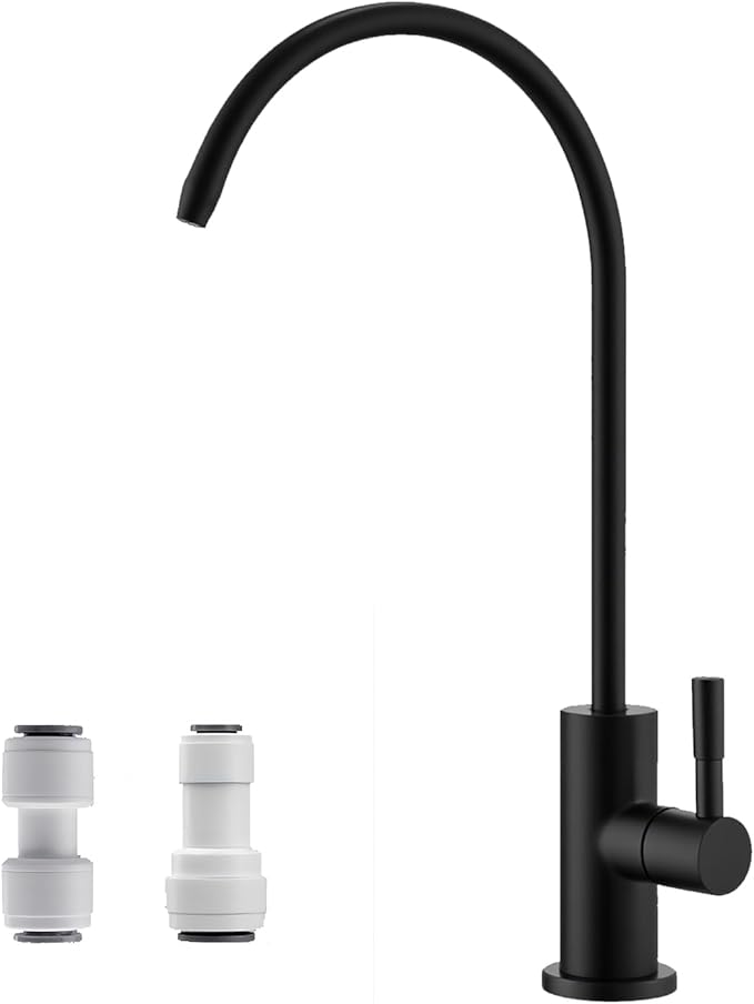 Drinking Water Faucet for Kitchen Sink SUS304 Stainless Steel Water Filter Faucet RO Reverse Osmosis Filtration Bar Sink Matte Black, WF1-BK