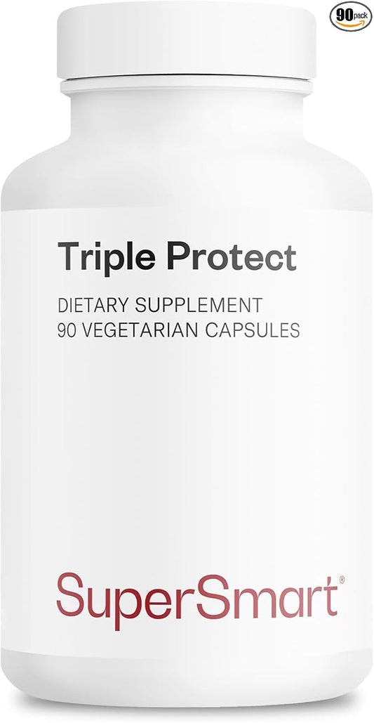 Supersmart Triple Protect (Advanced Formula) - with Quatrefolic, Magnesium, Garlic, Quercetin, Vitamin B6, B12 - Folate Supplement | Non-GMO & Gluten Free - 90 Vegetarian Capsules