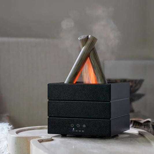 Flame Mist Flames Humidifier Essential Oil Diffuser, Bonfire Aroma Diffuser Fireplace Flame Humidifier with Remote, Cool Mist Aromatherapy Machine Night Light for Large Room Bedroom Office