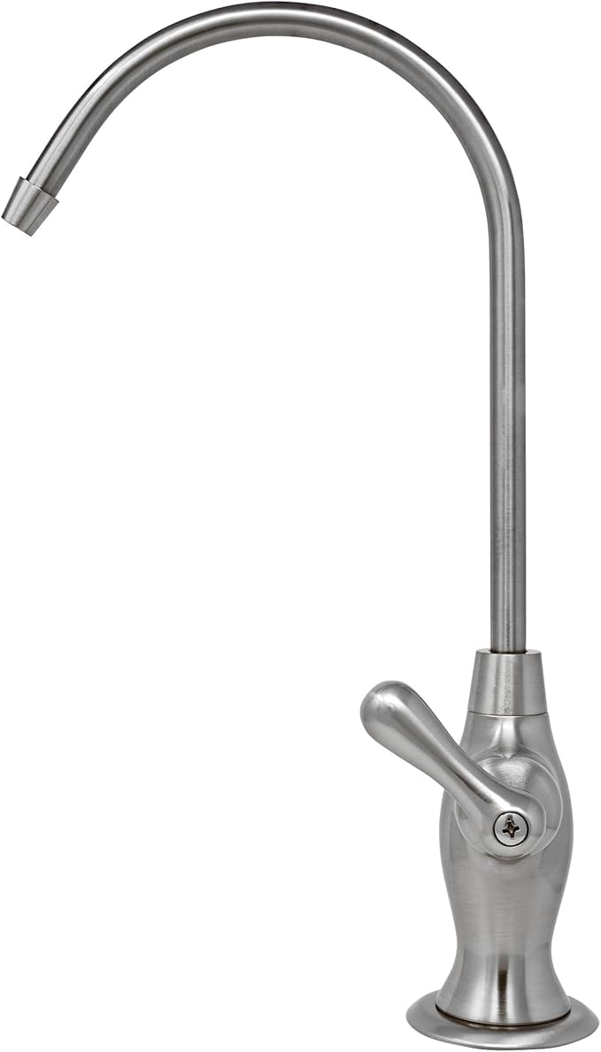 Non-airgap RO Faucet Reverse Osmosis Drinking Water Filtration System Water Dispenser Spout (Brushed Nickel). Vase Style with Faucet Wrench. NSF Certified.