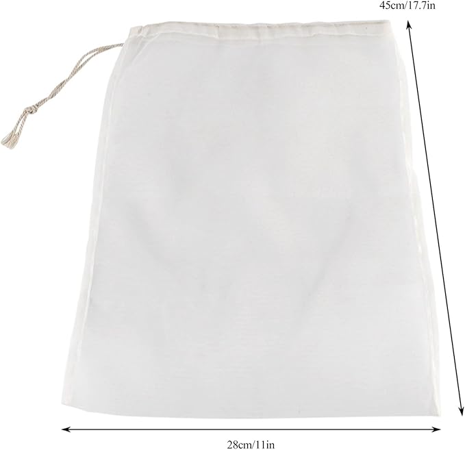 150 Micron Brew Bag for Wine Nut Milk, 100 Mesh Fine Strainer Bag 11"x17.7", Nylon Wine Filter Bag Nut Milk Bag Reusable, for Beer Wine Nut Milk, Cider, Hops, Juicing Home Brewing(1 Pc)