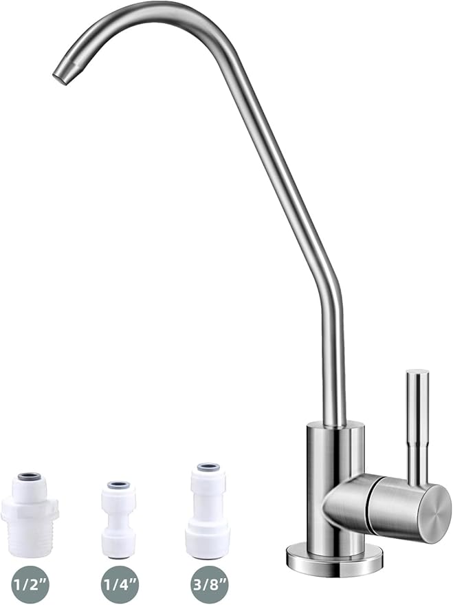 Drinking Water Faucet,Easy to Install Lead-Free Sink RO Faucet,Water Filter Faucets for Kitchen Bar Sink,Brushed Nickel SUS304 Reverse Osmosis Faucets