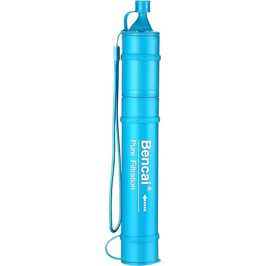 Detachable Straw Water Filter - Backwashable, Portable Water Filter for Camping, Hiking, Survival & Emergencies, Built-in Compass, 1-Pack