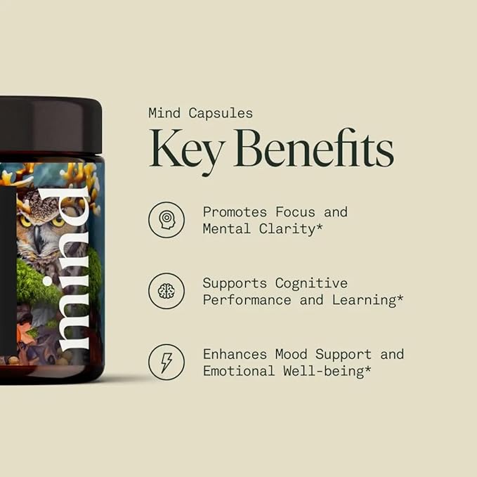 Lions Mane Supplement Capsules, Lion's Mane Mushroom Supplement for Memory, Focus & Mood support, Adaptogen Functional Mushrooms Extract - 100% USDA Organic, Vegan- Glass Jar, 120 Caps, 2 Month Supply