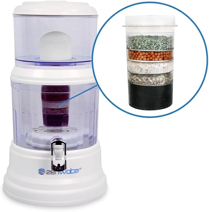 6-Gallon Countertop Gravity Water Filter System - Portable Alkaline Filtration System - Enjoy Clean and Mineral-Rich Hydration at Home, Office, or Travel