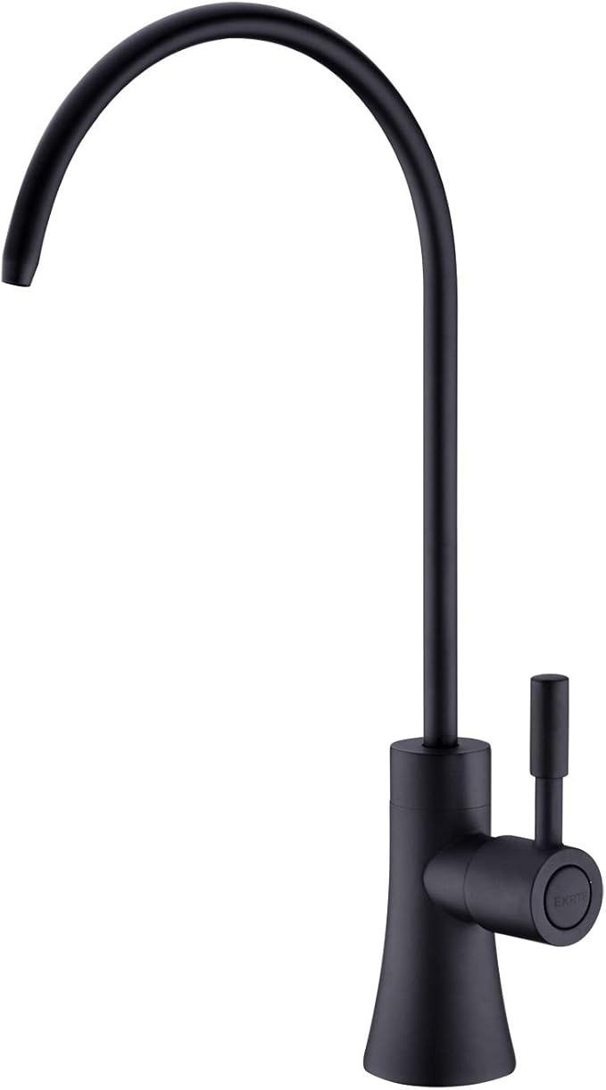 EKRTE Matte Black Drinking Water Faucet for Kitchen Sink, Brass Kitchen Water Filter Faucet,Commercial Water Filtration Faucet for Under Sink Water Filter System, Solid Brass RO Faucet in Matte Black